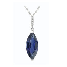 Afbeelding in Gallery-weergave laden, Edelsteen Hanger 14 Karaat Witgoud met Korenbloem Saffier – zijaanzicht