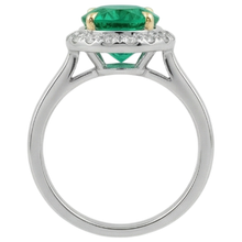 Afbeelding in Gallery-weergave laden, Rond Briljant Colombiaanse Smaragd ring in Tweekleurig 14K Goud – bovenaanzicht