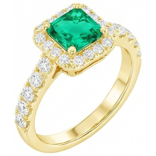 Afbeelding in Gallery-weergave laden, Edelsteen Ring 14K Geelgoud met Fijne Smaragd – hoekaanzicht