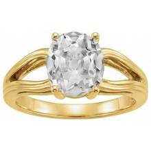 Afbeelding in Gallery-weergave laden, Diamant Old Mine Slijpvorm Enkele Steen Ring in 14K Geelgoud – zijaanzicht