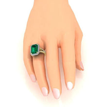 Afbeelding in Gallery-weergave laden, Zambiaanse groene smaragd en diamanten verlovingsring 11,50 karaat tweetonig 14K