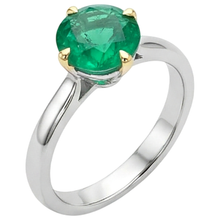 Afbeelding in Gallery-weergave laden, Rond Briljant Fijne Smaragd ring in Bicolor 14K Goud – zijaanzicht