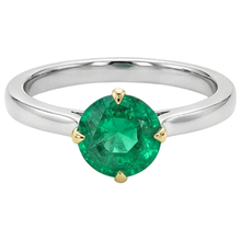 Afbeelding in Gallery-weergave laden, Gekleurde Steen Ring Bicolor 14K Goud met Fijne Smaragd – vooraanzicht