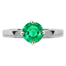 Afbeelding in Gallery-weergave laden, Rond Briljant Fijne Smaragd ring in Bicolor 14K Goud – hoofdaanzicht