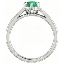 Afbeelding in Gallery-weergave laden, Zes Prong Ronde Groene Smaragd Diamanten Ring 1,25 Karaat Wit Goud 14K
