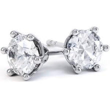 Afbeelding in Gallery-weergave laden, GIA-gecertificeerd Zes Prong Gezet Rond Geslepen Natuurlijk Echte (Niet Labgekweekt) Diamanten Oorknop 2.40 Karaat Witgoud 14K