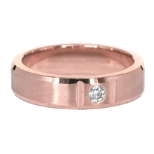 Afbeelding in Gallery-weergave laden, Zigeuner Herenring Met Satijnen Afwerking 0,25 karaat Echt Diamant RoséGoud 14K