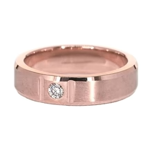 Afbeelding in Gallery-weergave laden, Zigeuner Herenring Met Satijnen Afwerking 0,25 karaat Echt Diamant RoséGoud 14K