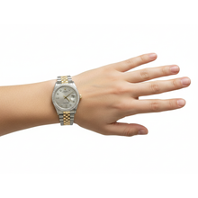 Afbeelding in Gallery-weergave laden, Zilveren Natuurlijke echte diamant ( niet in het laboratorium gekweekt )en wijzerplaat lunette Rolex Datum herenhorloge Jubileum-armband van roestvrij staal
