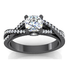 Afbeelding in Gallery-weergave laden, Zwart Gouden Echte Kussen Diamanten Dames Ring Met Accenten