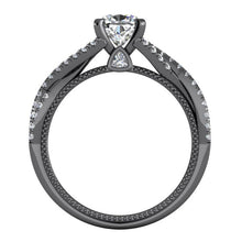 Afbeelding in Gallery-weergave laden, Zwart Gouden Echte Kussen Diamanten Dames Ring Met Accenten