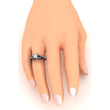 Afbeelding in Gallery-weergave laden, Zwart Gouden Echte Kussen Diamanten Dames Ring Met Accenten