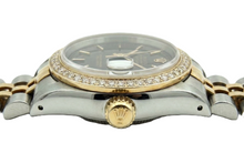 Afbeelding in Gallery-weergave laden, Zwarte Stok-wijzerplaat Datumjust Dames Rolex-horloge tweekleurig jubileum