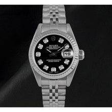 Afbeelding in Gallery-weergave laden, Zwarte diamanten wijzerplaat Jubilee armband Rolex horloge van roestvrij staal