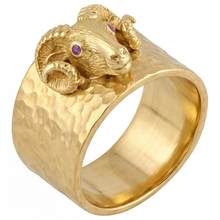 Afbeelding in Gallery-weergave laden, Rond Briljant Amethist ring in 14K Geelgoud – zijaanzicht