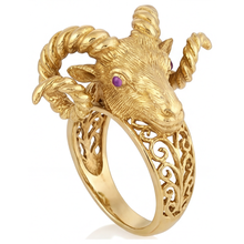 Afbeelding in Gallery-weergave laden, Sieraadsteen Ring 14K Geelgoud met Amethist – zijaanzicht