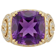 Afbeelding in Gallery-weergave laden, Sieraadsteen Ring 14K Geelgoud met Amethist – hoofdaanzicht
