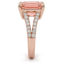 Afbeelding in Gallery-weergave laden, Padparadscha saffier ring 4,3 karaat labgekweekt Asscher pavé 14k Roségoud