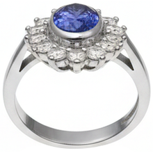Afbeelding in Gallery-weergave laden, bezel set tanzaniet ovale Natuurlijke echte diamant ( niet in het laboratorium gekweekt ) 3.30 karaats ring wit goud