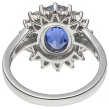 Afbeelding in Gallery-weergave laden, bezel set tanzaniet ovale Natuurlijke echte diamant ( niet in het laboratorium gekweekt ) 3.30 karaats ring wit goud