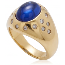Afbeelding in Gallery-weergave laden, Blauwe Saffier Edelsteen Ring 5 karaat 14K Geelgoud – vooraanzicht
