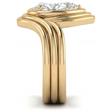 Afbeelding in Gallery-weergave laden, Druppelvormig Briljant ring in 14K Geelgoud – profielaanzicht