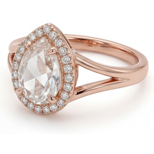 Afbeelding in Gallery-weergave laden, Druppelvormig Briljant ring in 14K Rosé Goud – vooraanzicht