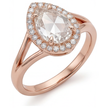 Afbeelding in Gallery-weergave laden, Halo Verlovingsring 14K Rosé Goud met Briljant – zijaanzicht