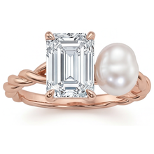 Afbeelding in Gallery-weergave laden, Briljant Smaragd Slijpvorm Sieraad Ring in 14K Rosé Goud – hoofdaanzicht