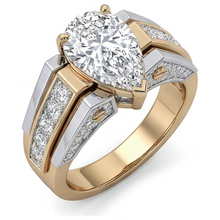Afbeelding in Gallery-weergave laden, Briljant Peervormig Solitaire Ring met Accenten in 14 Karaat Tweekleurig Goud – hoofdaanzicht
