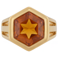 Afbeelding in Gallery-weergave laden, Citrien Hexagon Sieraadsteen Ring in 14K Geelgoud – hoofdaanzicht