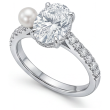 Afbeelding in Gallery-weergave laden, Solitaire Ring met Accenten 14K Witgoud met Cultivé Parel – zijaanzicht