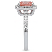 Afbeelding in Gallery-weergave laden, Vintage Padparadscha Saffier Ring 2,8 Karaat Echte Kussengeslepen Halo Pavé 14k Witgoud