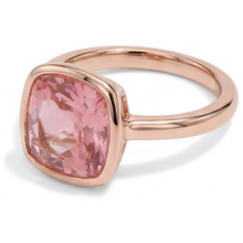 Afbeelding in Gallery-weergave laden, Padparadscha saffier verlovingsring 2,5 karaat echt kussenslijpsel lunette solitair 14K roségoud
