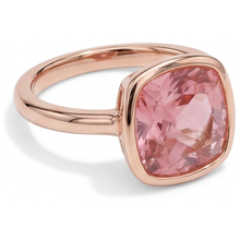Afbeelding in Gallery-weergave laden, Padparadscha saffier verlovingsring 2,5 karaat echt kussenslijpsel lunette solitair 14K roségoud