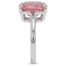 Afbeelding in Gallery-weergave laden, Padparadscha saffier verlovingsring 3 karaat natuurlijke kussengeslepen solitair glad 14k witgoud