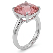 Afbeelding in Gallery-weergave laden, Padparadscha saffier verlovingsring 3 karaat natuurlijk kussengeslepen solitair 14k witgoud