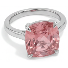 Afbeelding in Gallery-weergave laden, Padparadscha saffier verlovingsring 3 karaat natuurlijk kussengeslepen solitair 14k witgoud