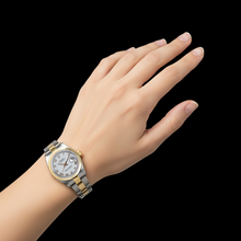 Afbeelding in Gallery-weergave laden, dame Datumjust Rolex-horloge van 31 mm goudkleurig staal met witte Romeinse wijzerplaat