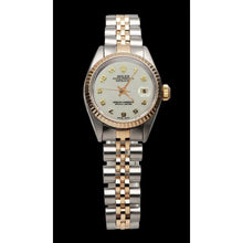 Afbeelding in Gallery-weergave laden, dame Rolex geelgoud Datumjust horloge eeuwigdurende Arabische wijzerplaat roestvrij staal