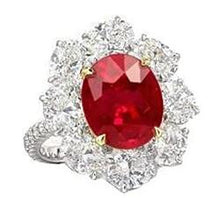 Afbeelding in Gallery-weergave laden, Natuurlijke ronde robijn met Natuurlijke echte diamanten ( niet in een laboratorium gekweekt ) 6,10 ct trouwring goud 14K