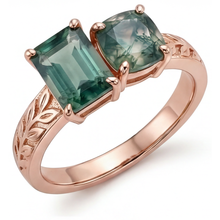 Afbeelding in Gallery-weergave laden, Dendritic Agate Edelsteen Ring 1,50 karaat 14 Karaat Rosé Goud – zijaanzicht