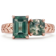Afbeelding in Gallery-weergave laden, Edelsteen Ring 14 Karaat Rosé Goud met Dendritic Agate – hoekaanzicht