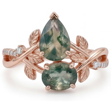 Afbeelding in Gallery-weergave laden, Sieraadsteen Ring 14K Rosé Goud met Dendritic Agate – hoekaanzicht