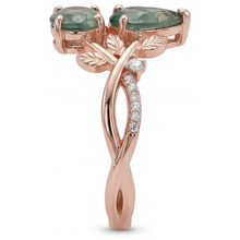 Afbeelding in Gallery-weergave laden, Ovaal Dendritic Agate ring in 14K Rosé Goud – profielaanzicht