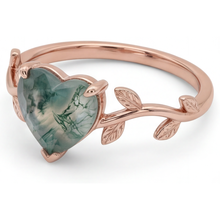 Afbeelding in Gallery-weergave laden, Hart Slijpvorm Dendritic Agate ring in 14K Rosé Goud – zijaanzicht