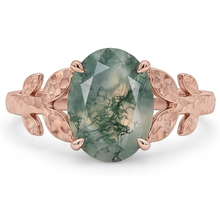 Afbeelding in Gallery-weergave laden, Dendritic Agate Ovaal Sieraadsteen Ring in 14K Rosé Goud – hoofdaanzicht