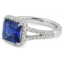 Afbeelding in Gallery-weergave laden, Natuurlijke echte diamant ( niet in het laboratorium gekweekt ) Edelsteen Ring 5 karaat Halo natuurlijke blauwe saffier gouden sieraden