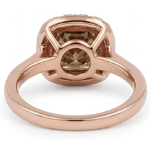 Afbeelding in Gallery-weergave laden, Diamant Cushion Halo Ring in 14 Karaat Rosé Goud – bovenaanzicht