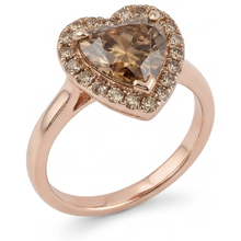 Afbeelding in Gallery-weergave laden, Diamant Hartvorm Halo Zetting Ring in 14 Karaat Rosé Goud – vooraanzicht